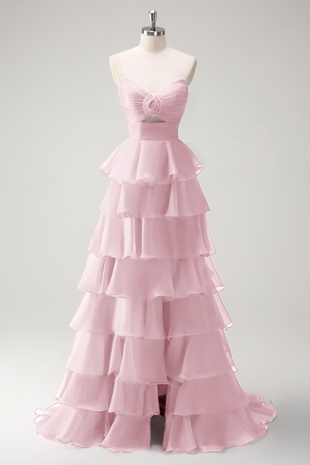 Orange Herzausschnitt Prinzessin Gestuftes Langes Ballkleid mit Schlitz
