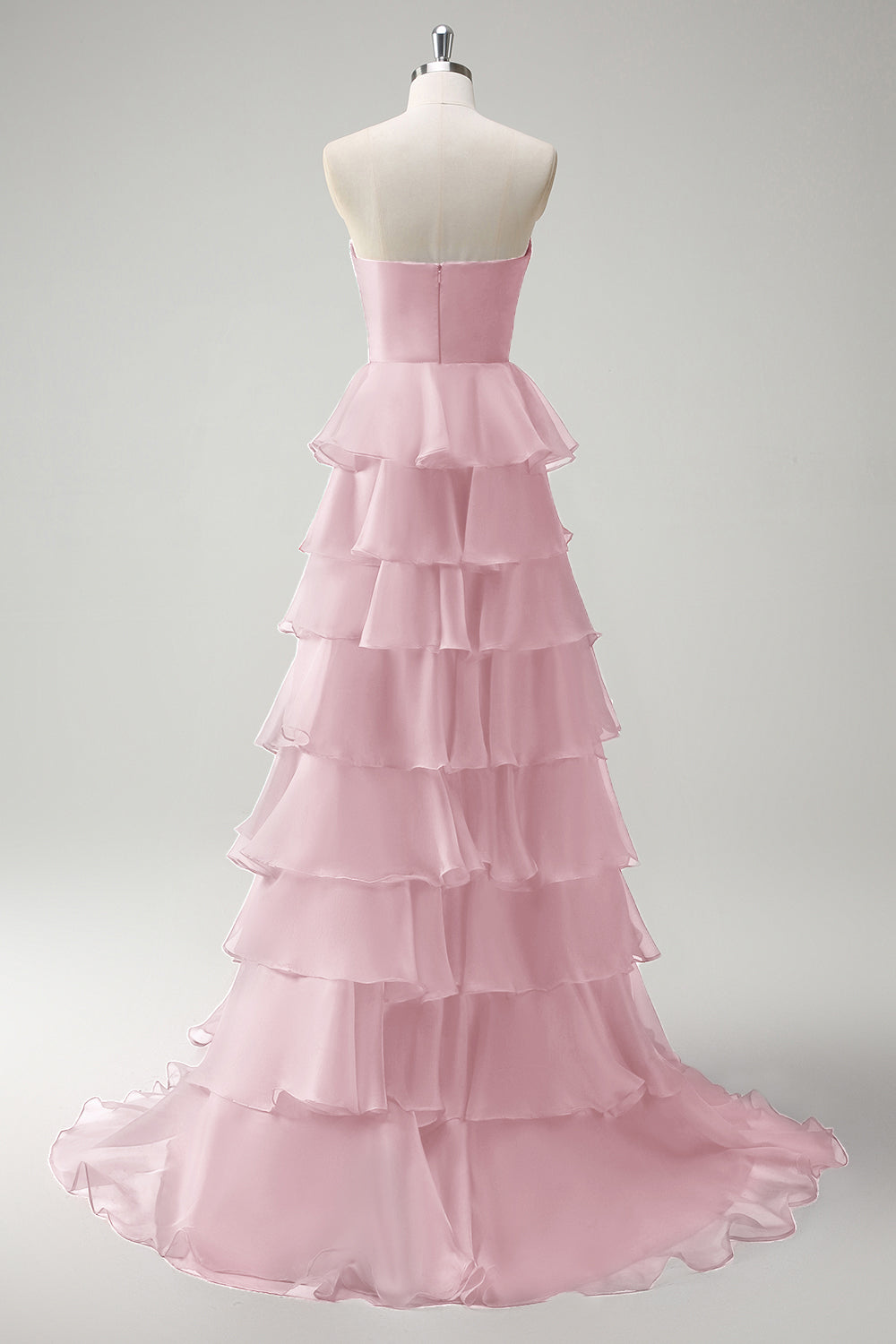 Orange Herzausschnitt Prinzessin Gestuftes Langes Ballkleid mit Schlitz