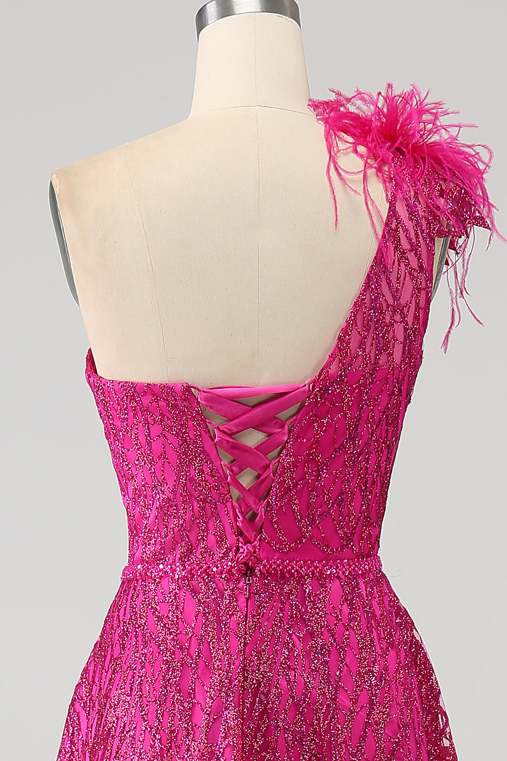 Fuchsia A-Linie Ballkleid mit Pailletten und Schlitz