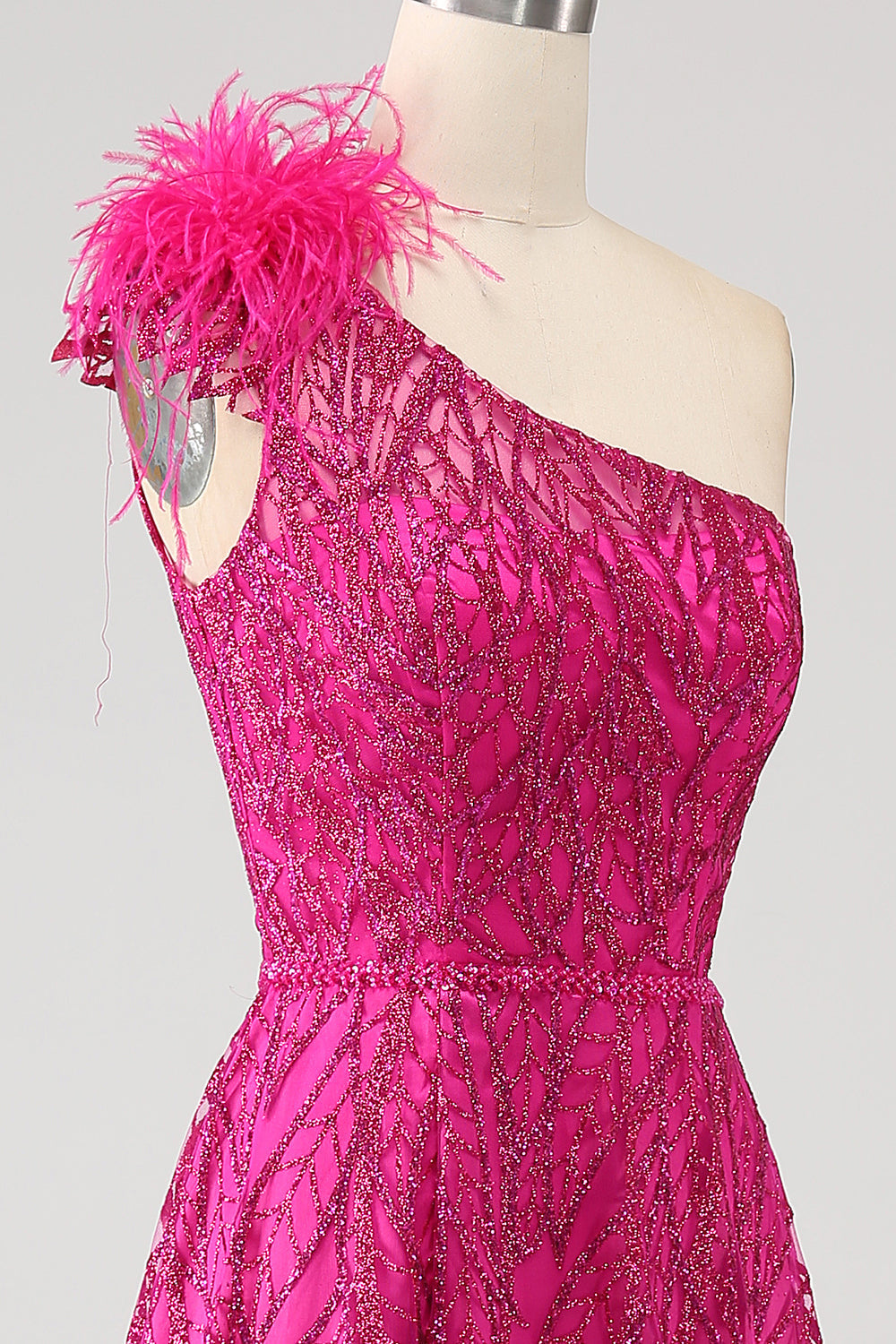 Fuchsia A-Linie Ballkleid mit Pailletten und Schlitz