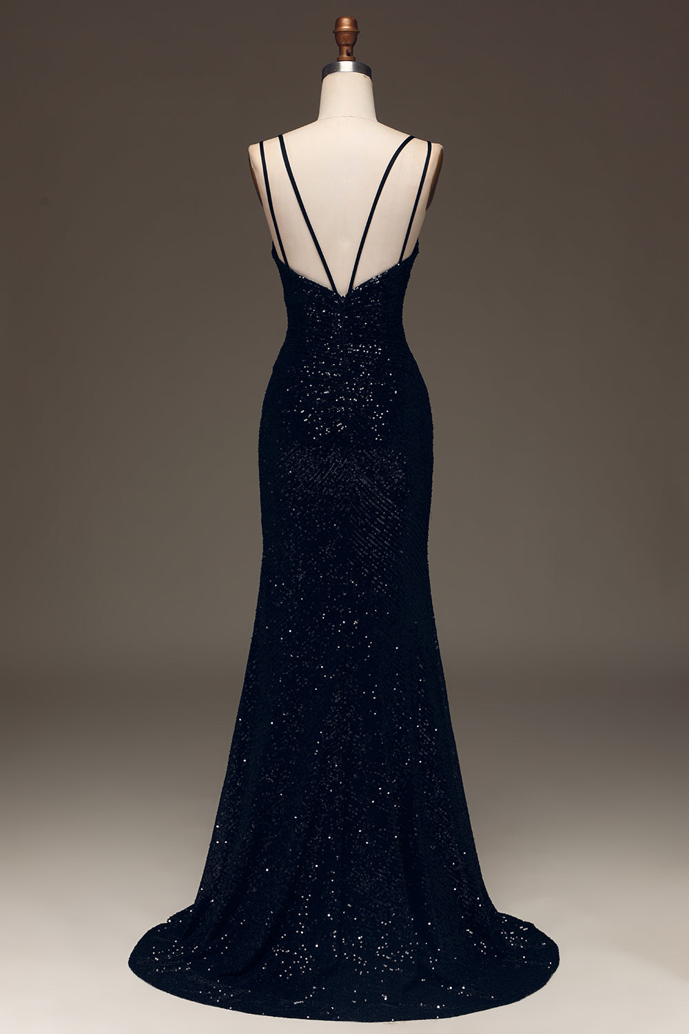 Schwarzes glitzerndes Pailletten Meerjungfrauen langes Ballkleid mit Schlitz