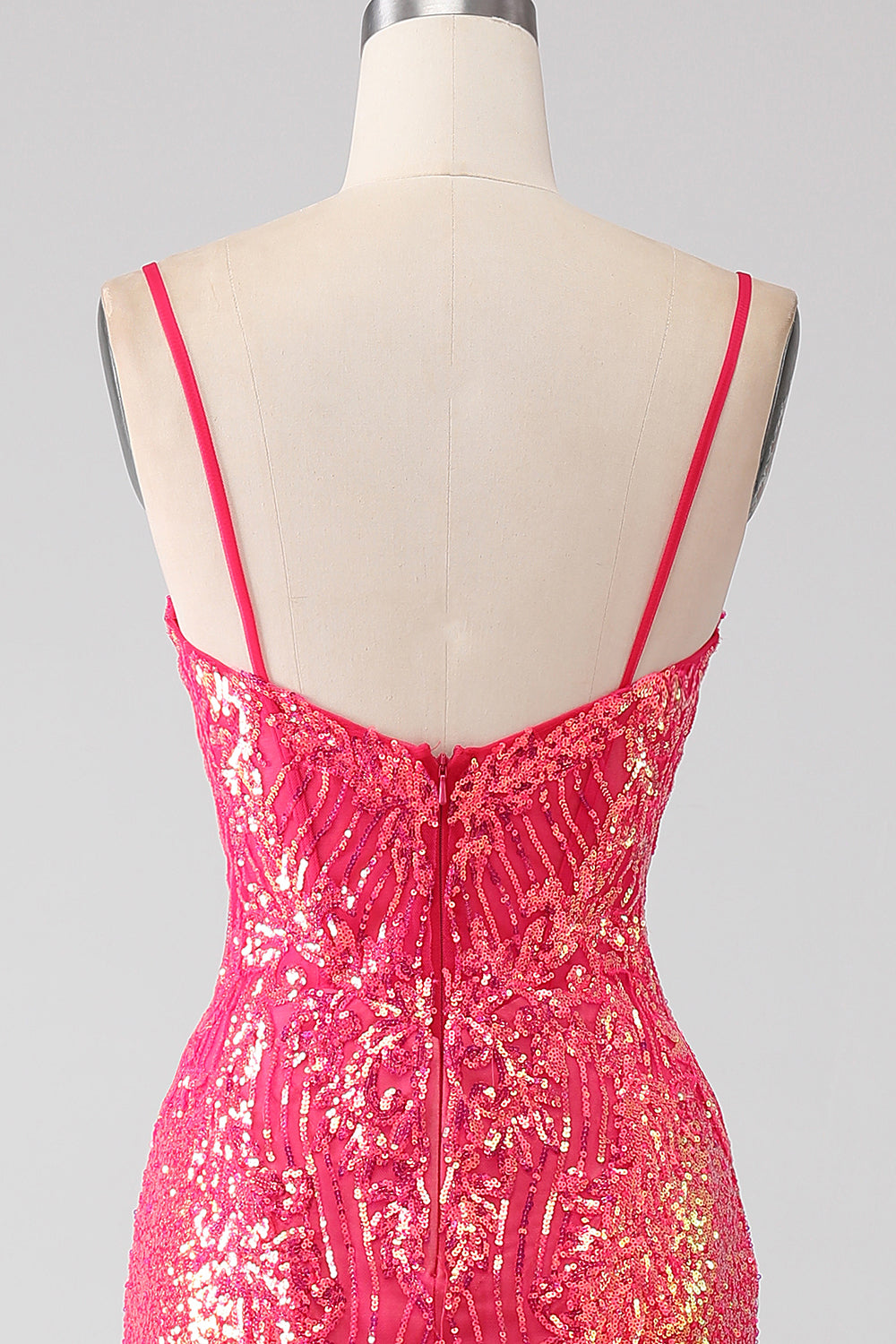 Funkelndes Mermaid Fuchsia Ballkleid mit Pailletten