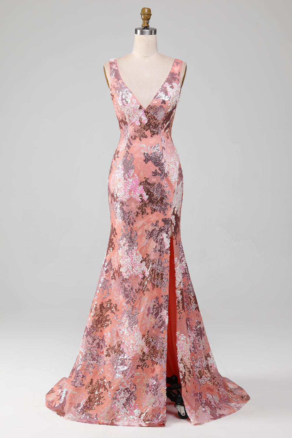 Glitzerndes Pailletten Meerjungfrauen langes Ballkleid mit Schlitz