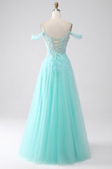 Hellgrünes Tüll Ballkleid mit Pailletten