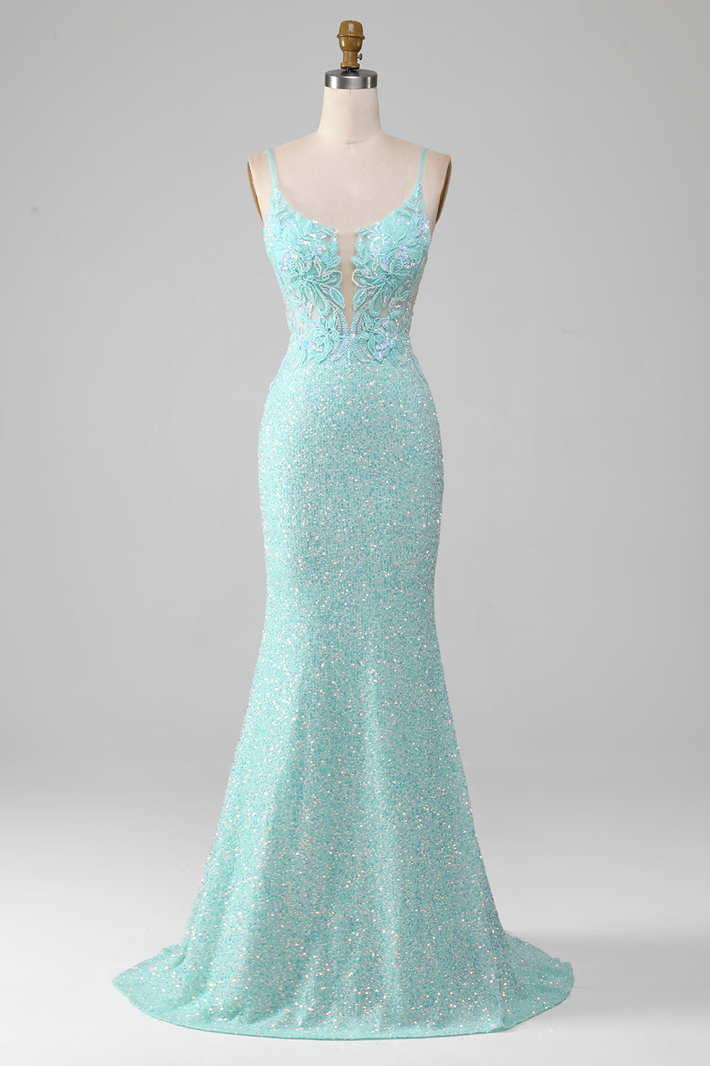 Pailletten glitzerndes Meerjungfrauen Ballkleid mit Schlitz