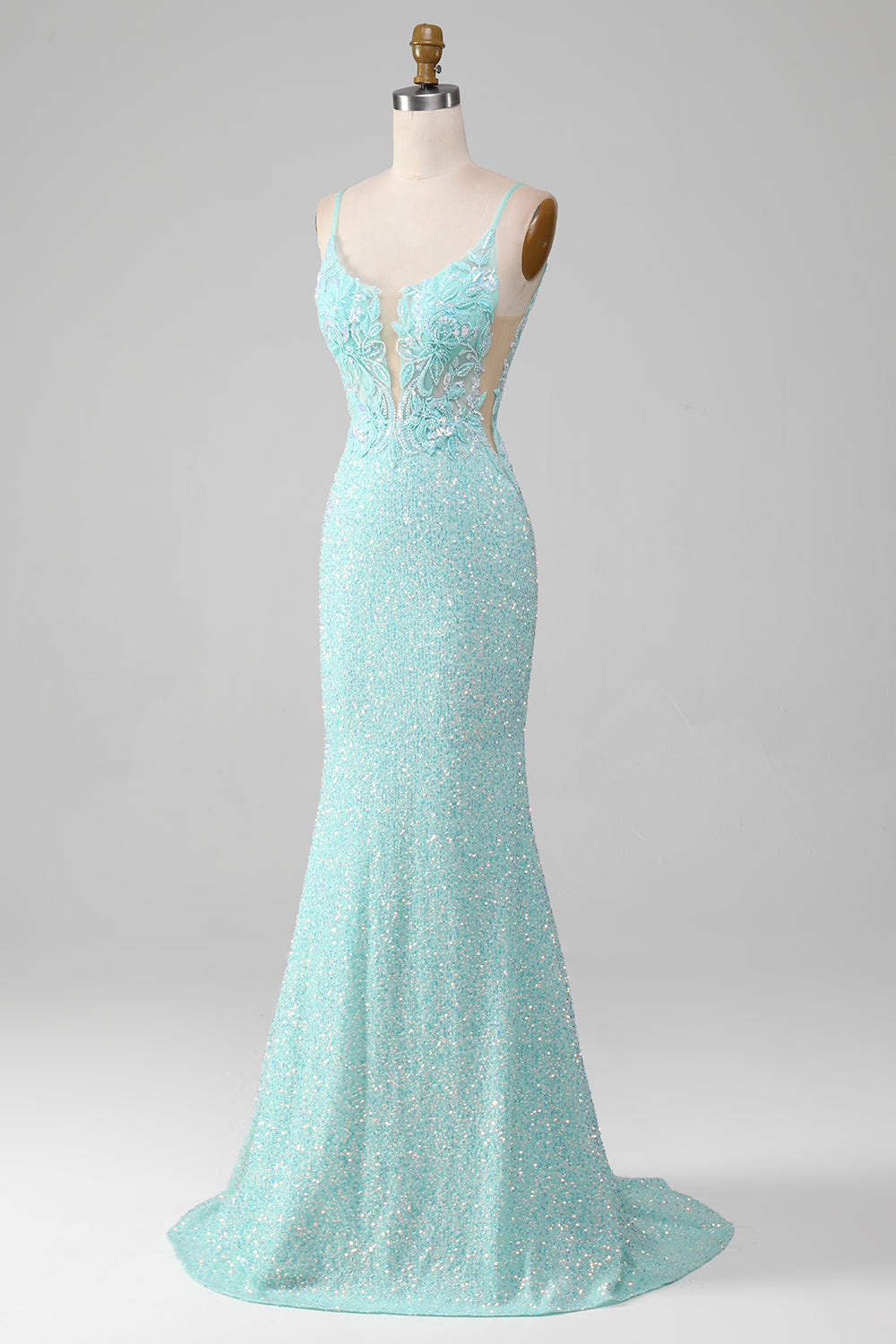 Pailletten glitzerndes Meerjungfrauen Ballkleid mit Schlitz