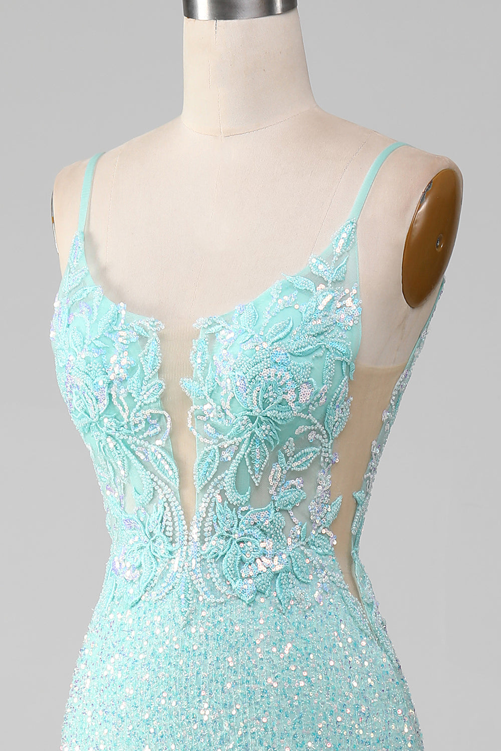 Pailletten glitzerndes Meerjungfrauen Ballkleid mit Schlitz