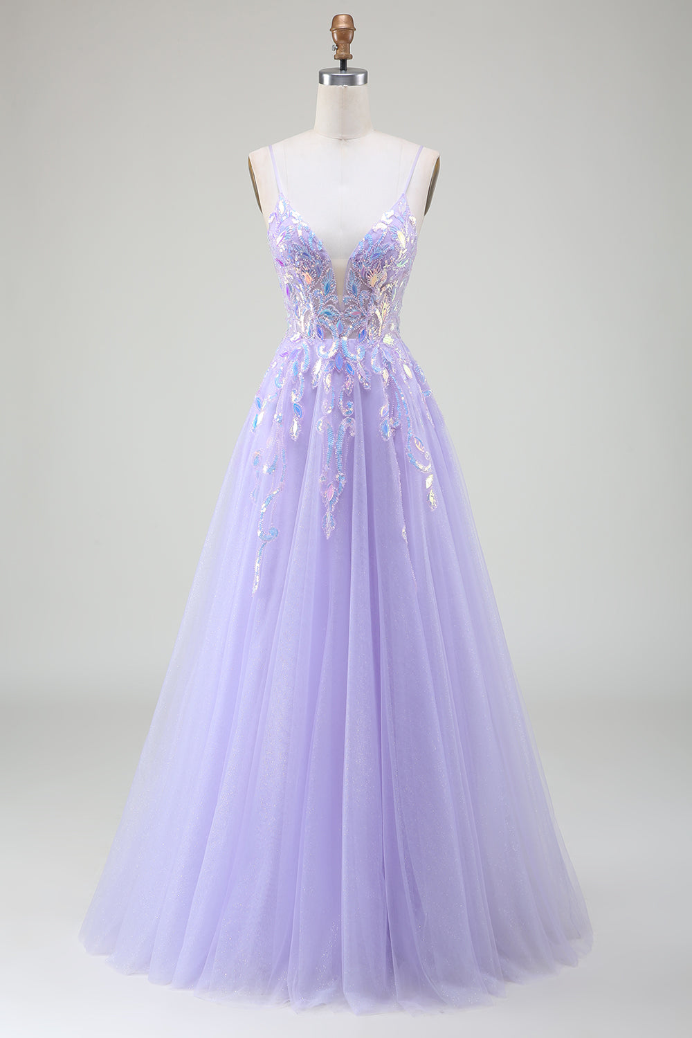 Lila Ballkleid in A-Linie mit Pailletten
