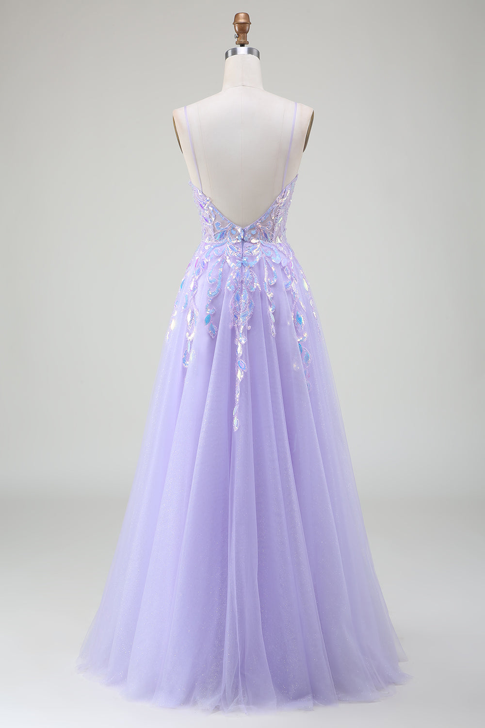 Lila Ballkleid in A-Linie mit Pailletten