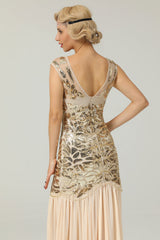 Champagner 1920er Flapper Glitzer Kleider