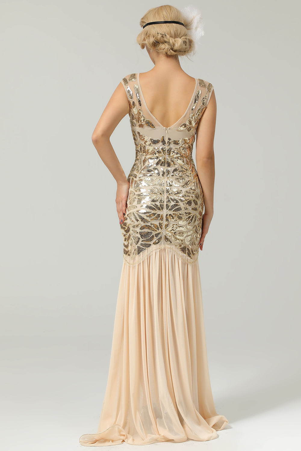 Champagner 1920er Flapper Glitzer Kleider