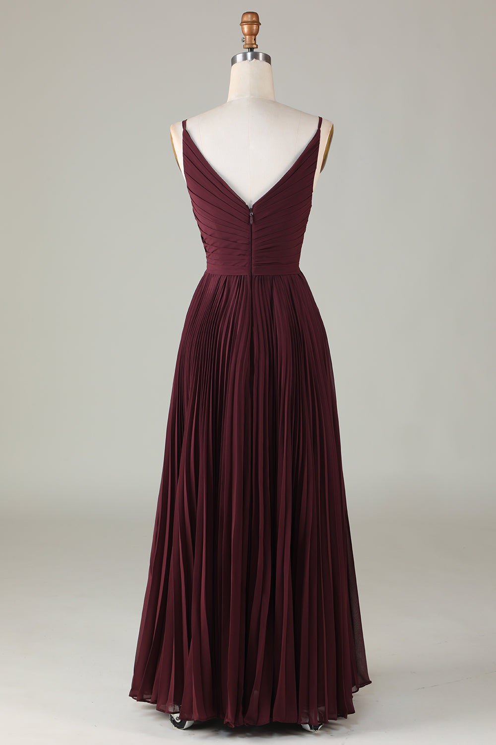 A-Linie ärmelloses Cabernet Brautjungfernkleid