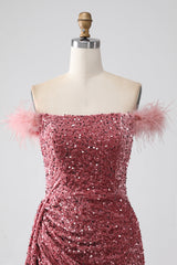 Meerjungfrau schulterfreies Pailletten Ballkleid mit Schlitz