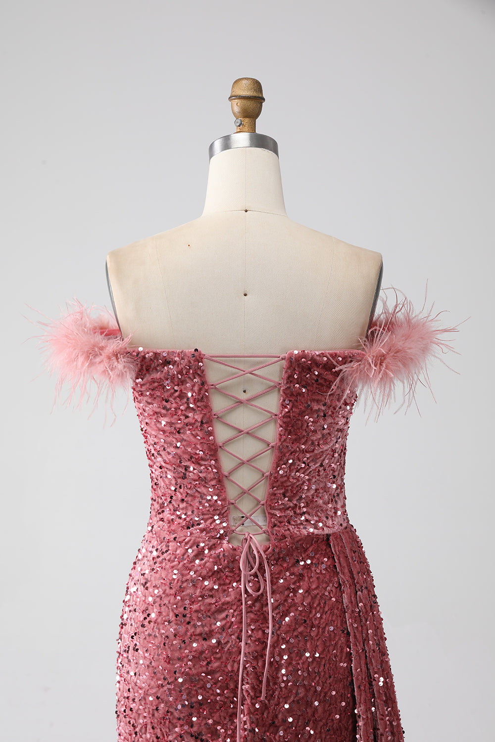 Meerjungfrau schulterfreies Pailletten Ballkleid mit Schlitz