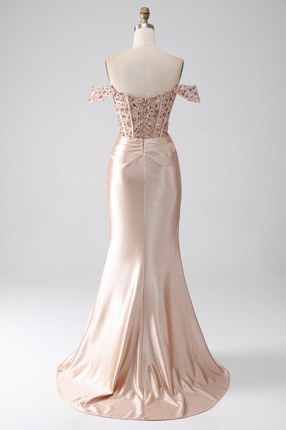 Meerjungfrau Champagner Korsett Abendkleid