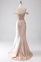 Meerjungfrau Champagner Korsett Abendkleid