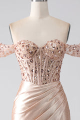 Meerjungfrau Champagner Korsett Abendkleid