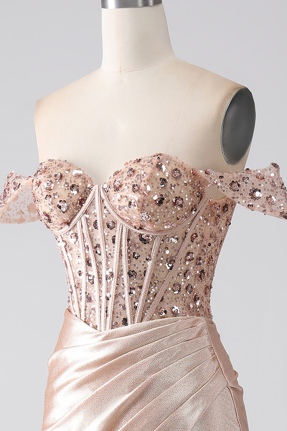 Meerjungfrau Champagner Korsett Abendkleid