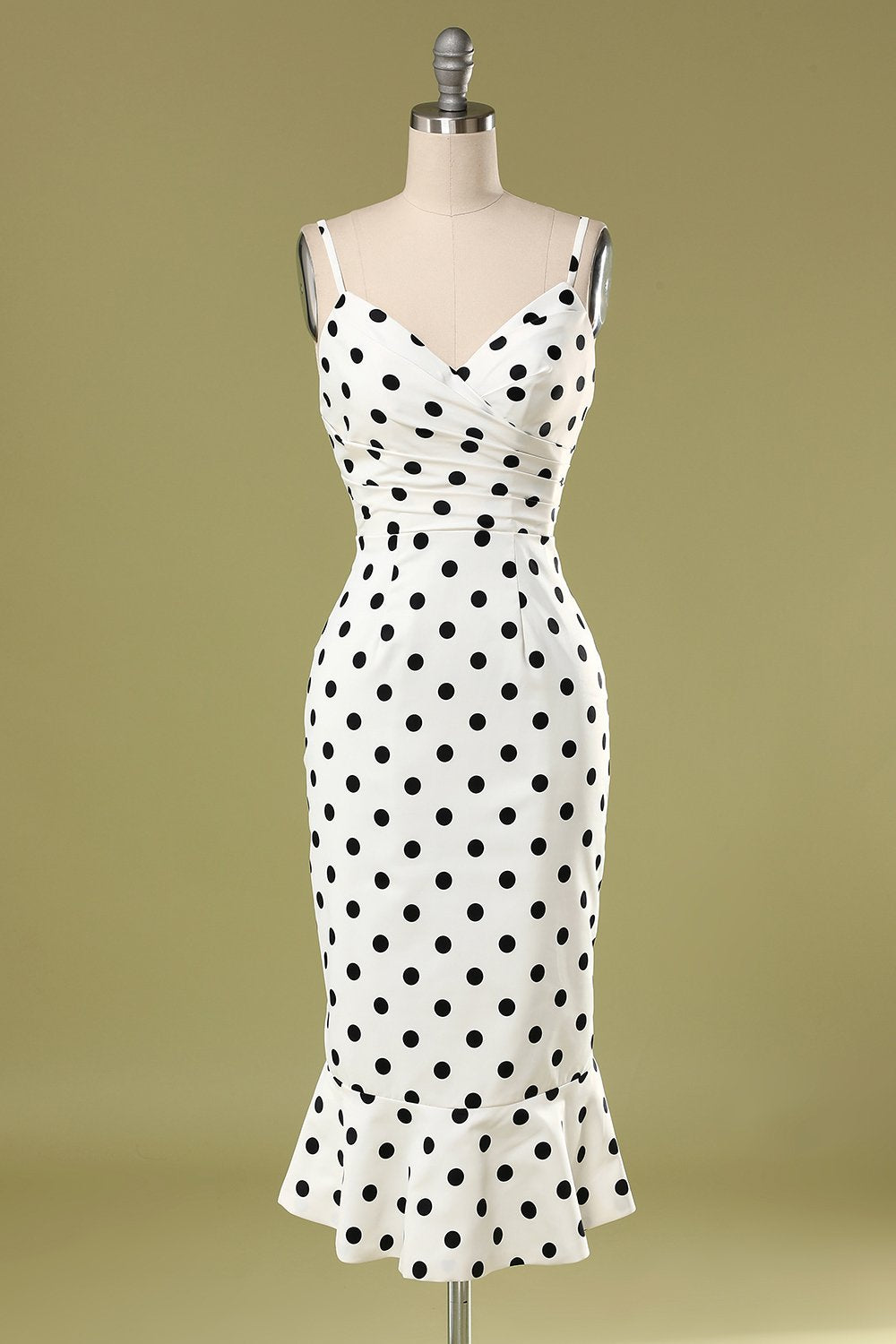 Schwarz und Weiß Polka Dots Mermaid Sommerkleid