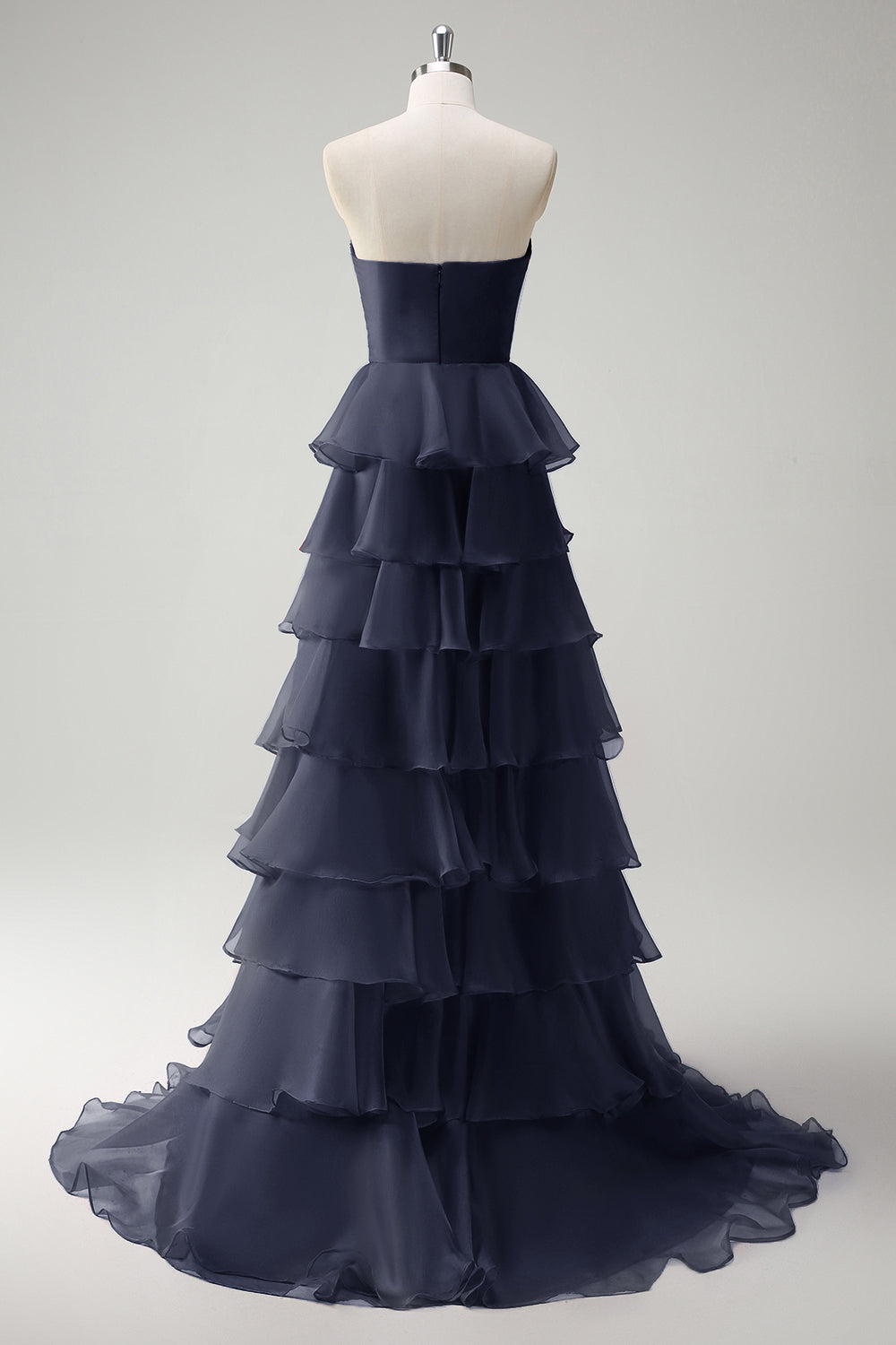 Orange Herzausschnitt Prinzessin Gestuftes Langes Ballkleid mit Schlitz