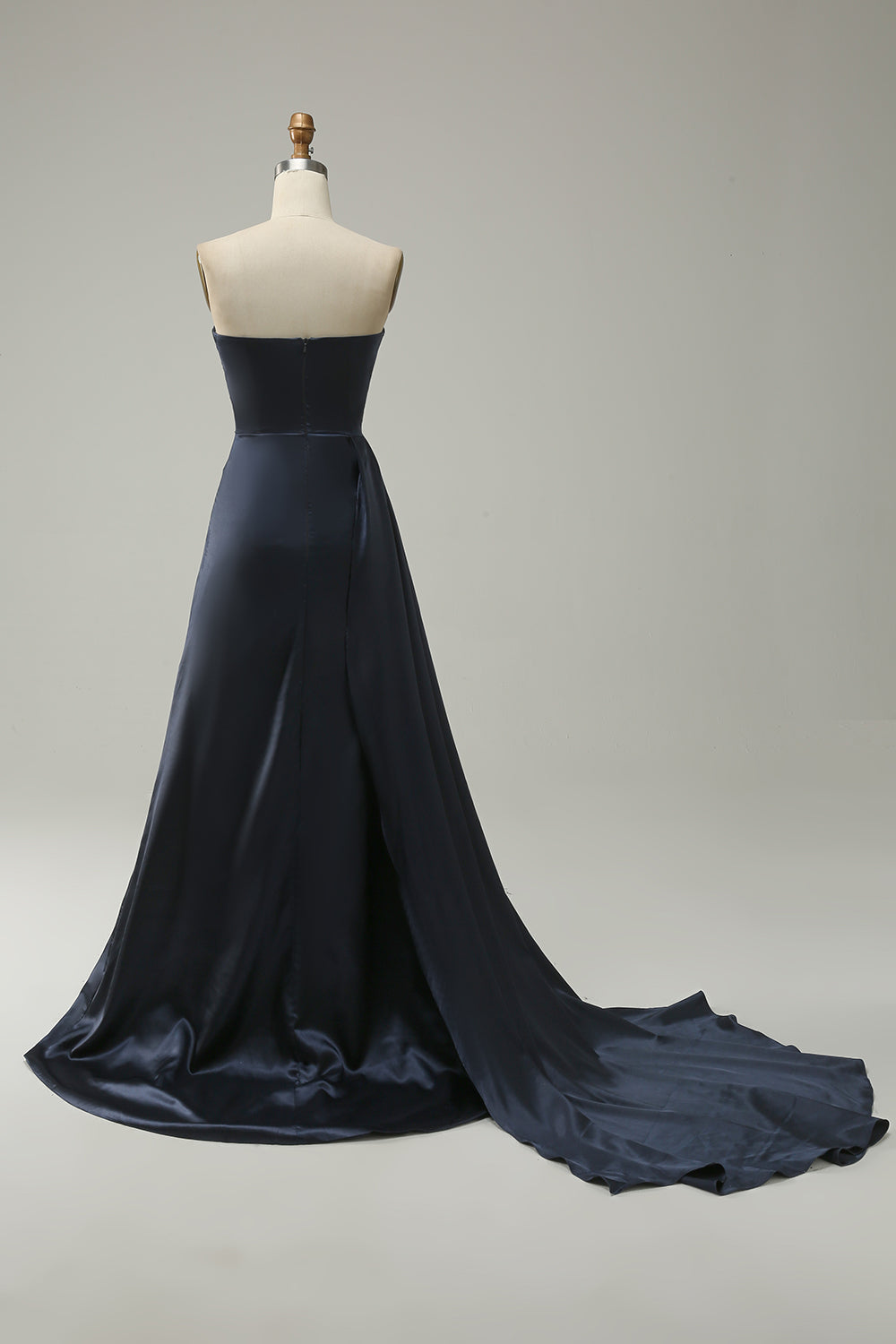A-Linie Herzausschnitt Marine Langes Ballkleid mit Schlitz
