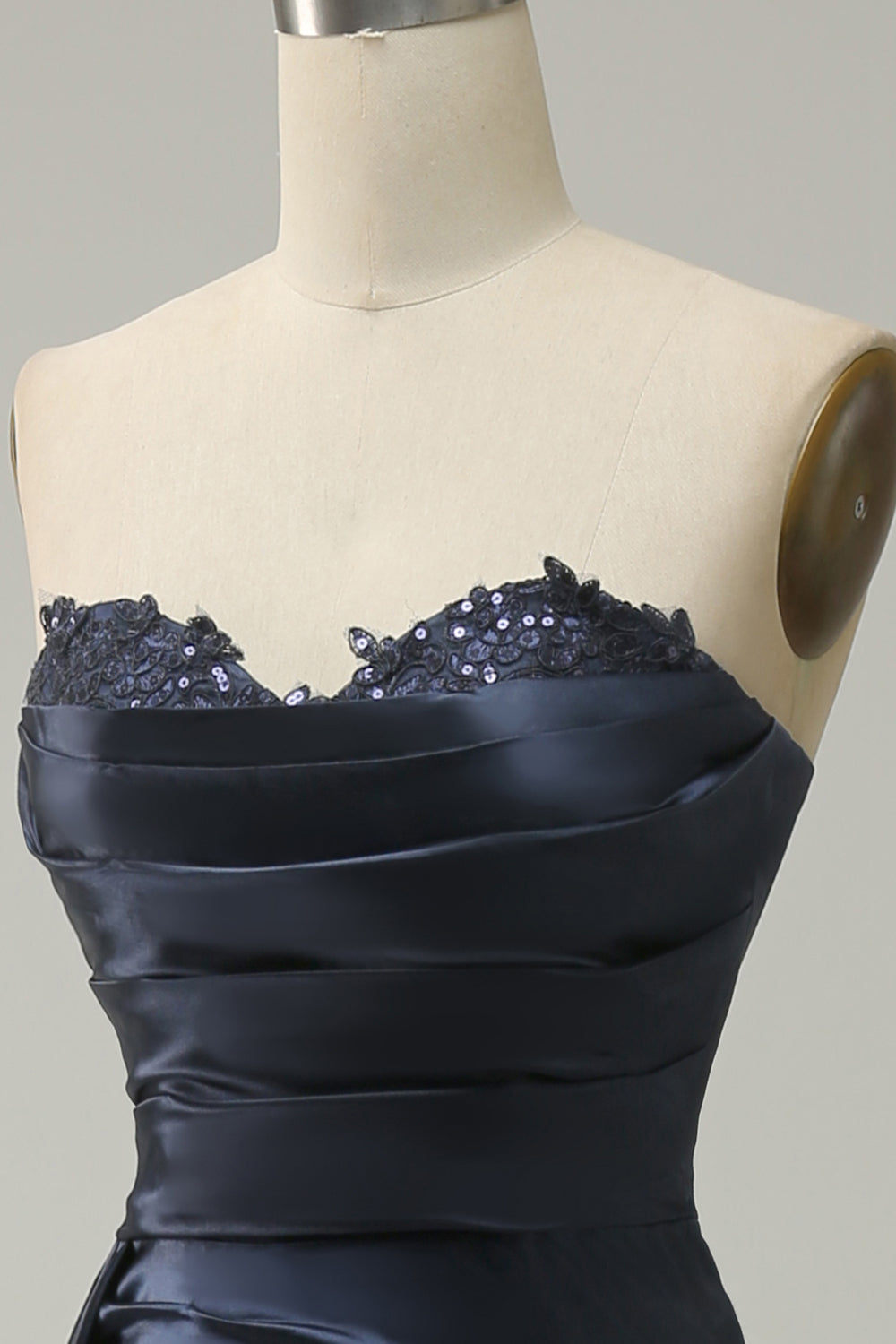 A-Linie Herzausschnitt Marine Langes Ballkleid mit Schlitz