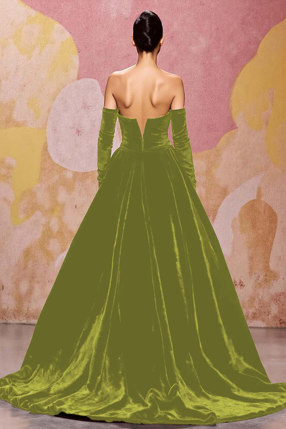 Herzförmiges Dunkelrotes Abendkleid aus Samt in A-Linie