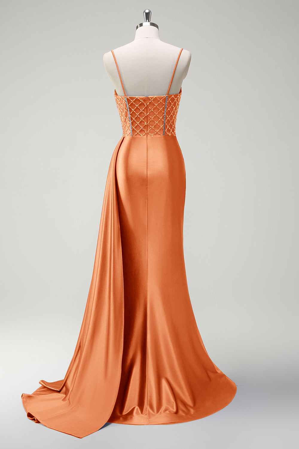 Glitzerndes Königsblaues Meerjungfrauen gerafftes Satin Langes Ballkleid mit Schlitz