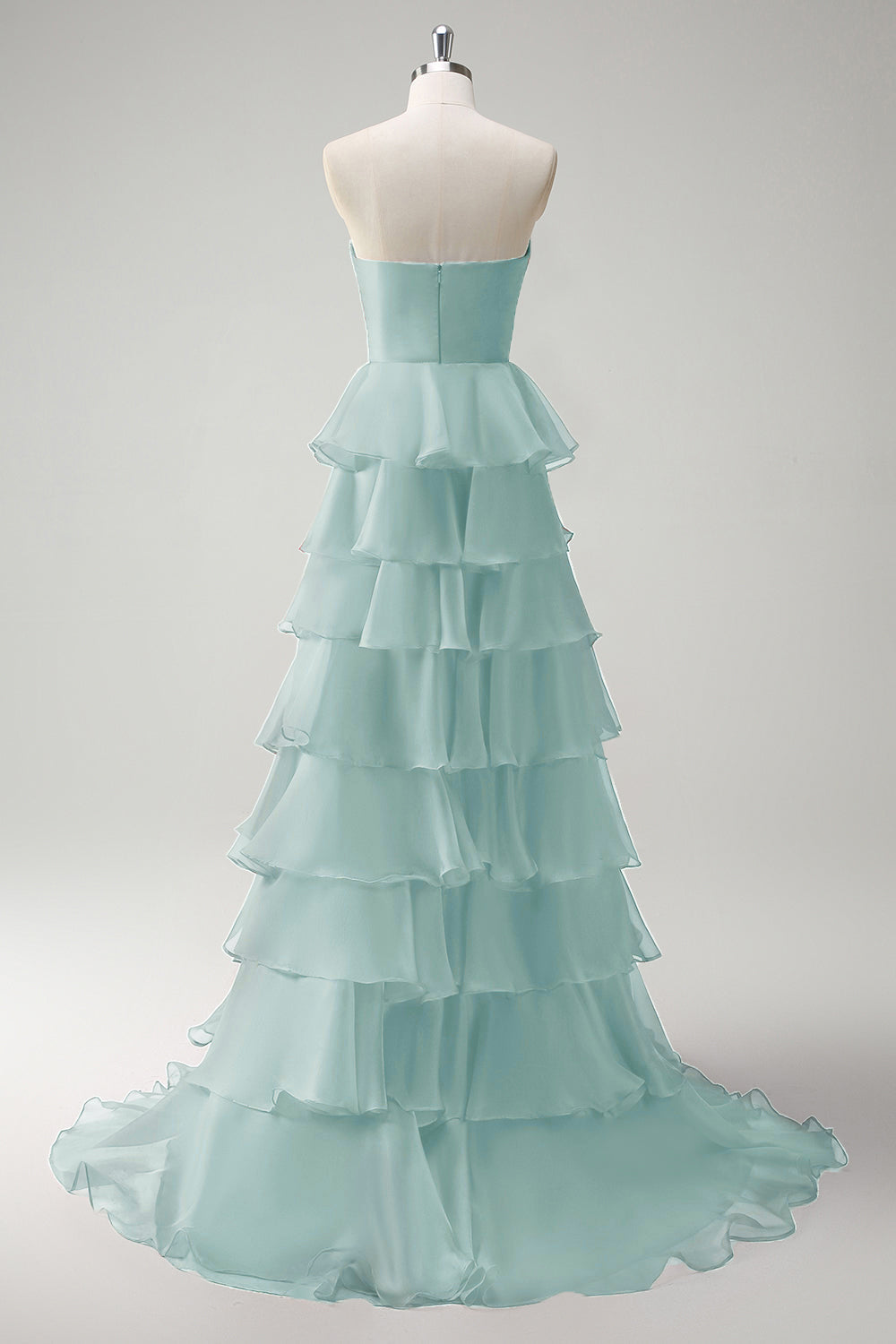 Orange Herzausschnitt Prinzessin Gestuftes Langes Ballkleid mit Schlitz
