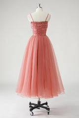 Blush A Linie Spaghettiträger Rüschen Pailletten Korsett Ballkleid