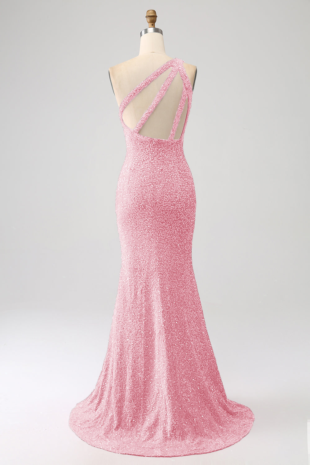 Mermaid Eine Schulter Fuchsia Pailletten Langes Ballkleid mit Schlitz