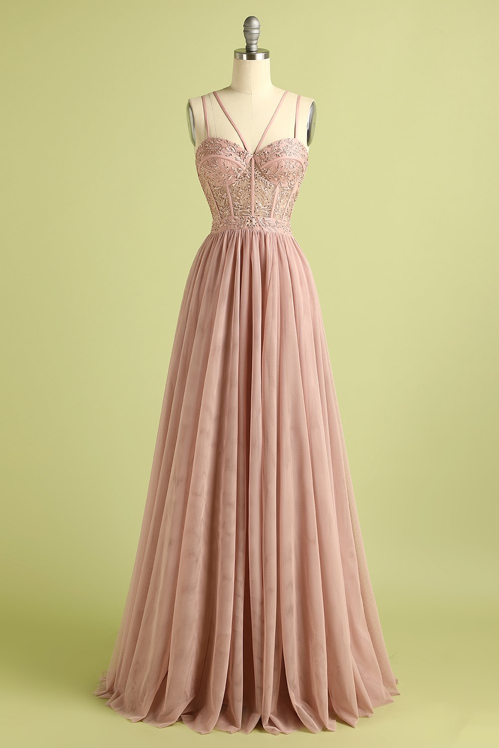 Blush Spaghettiträger Ballkleid mit Schlitz