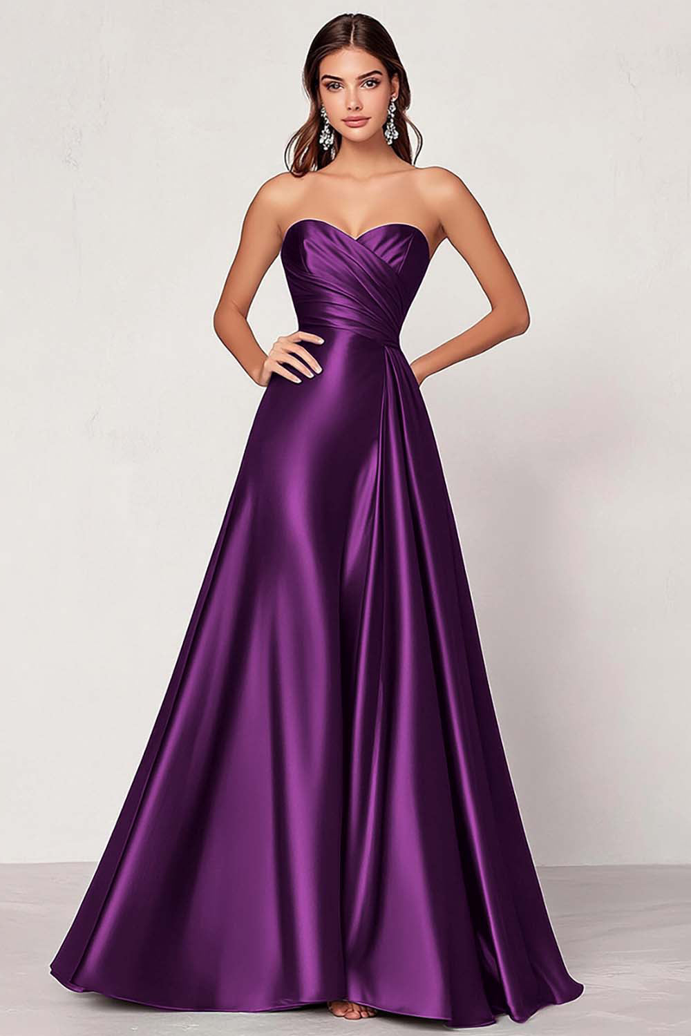 Dunkelgrünes A-Linie Satin Herzausschnitt Langes Ballkleid