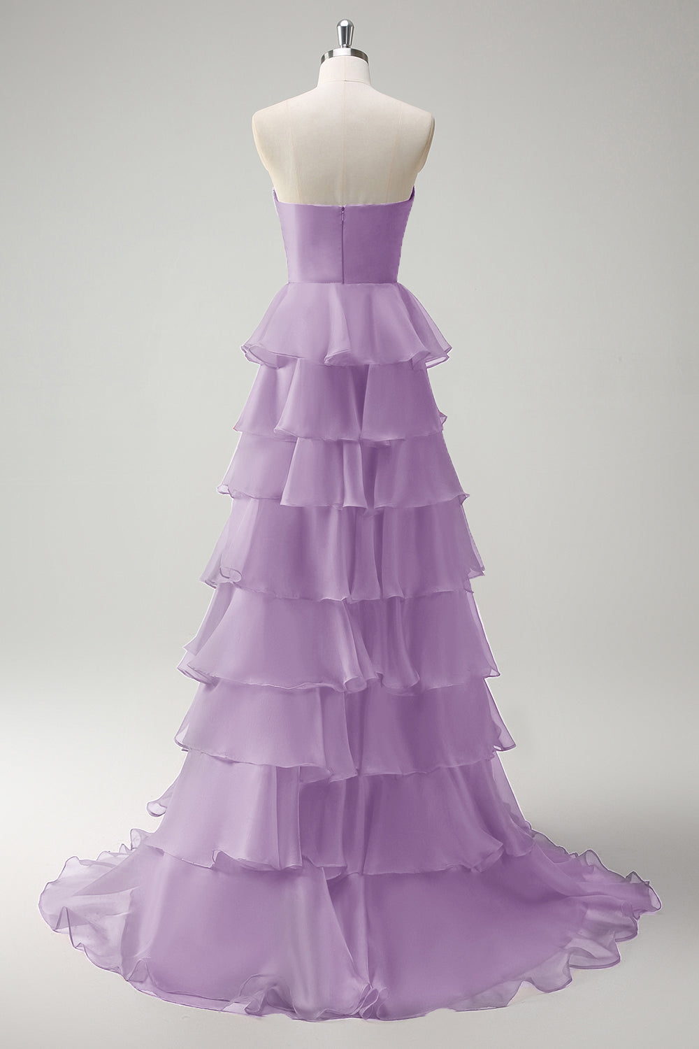 Orange Herzausschnitt Prinzessin Gestuftes Langes Ballkleid mit Schlitz