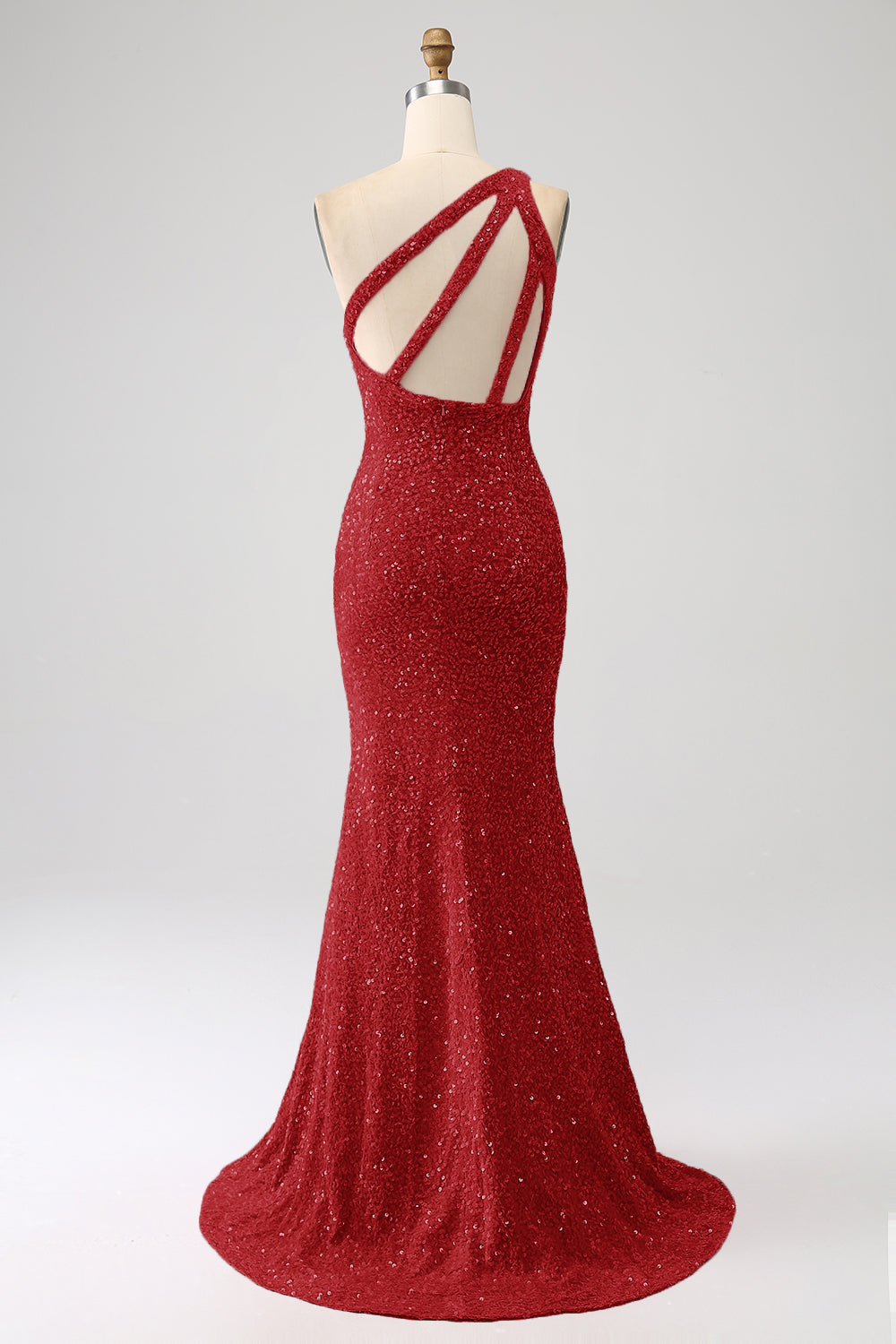 Mermaid Eine Schulter Fuchsia Pailletten Langes Ballkleid mit Schlitz