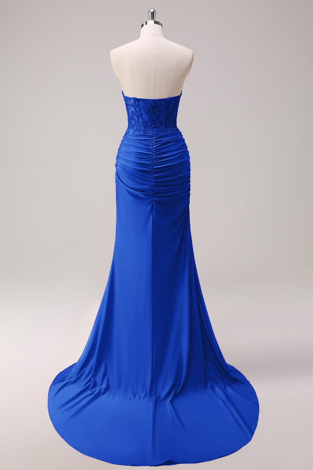Fuchsia Meerjungfrau trägerloses gerafftes Langes Ballkleid mit Schlitz