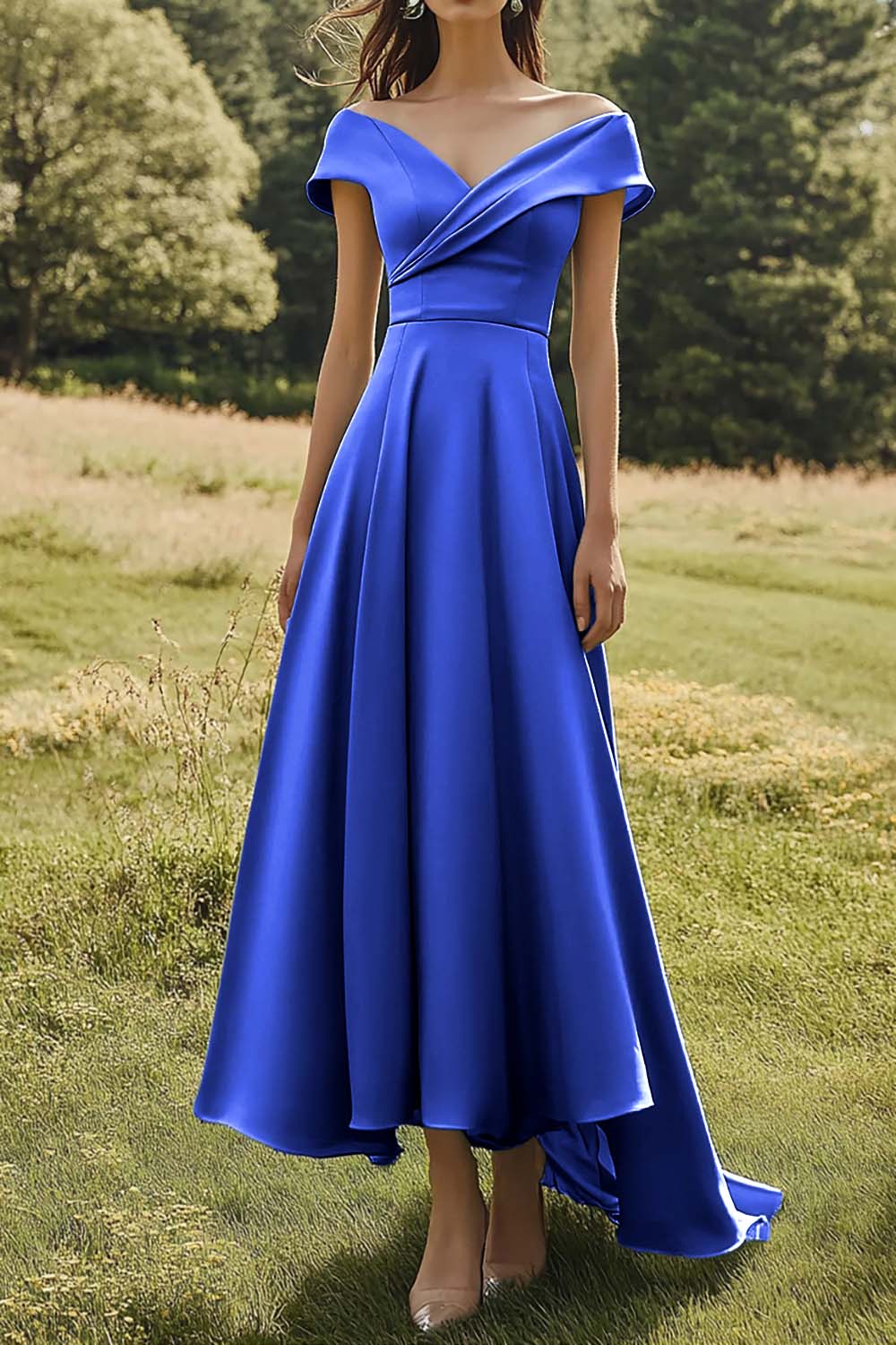 Sage Schulterfreies Schlankes Ballkleid mit Breitem Saum
