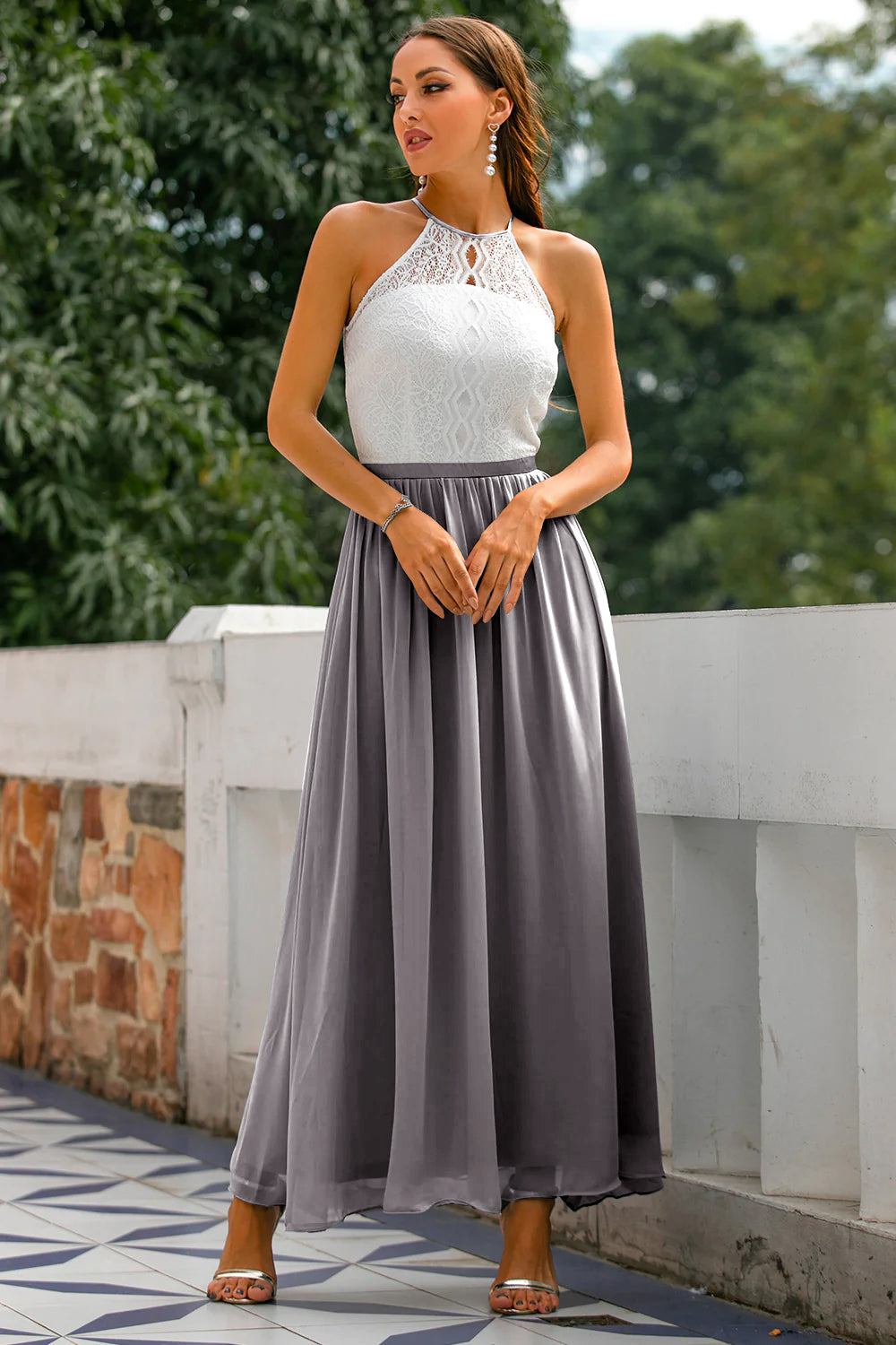 Pfau Offener Rücken Hochzeitsgast Kleid