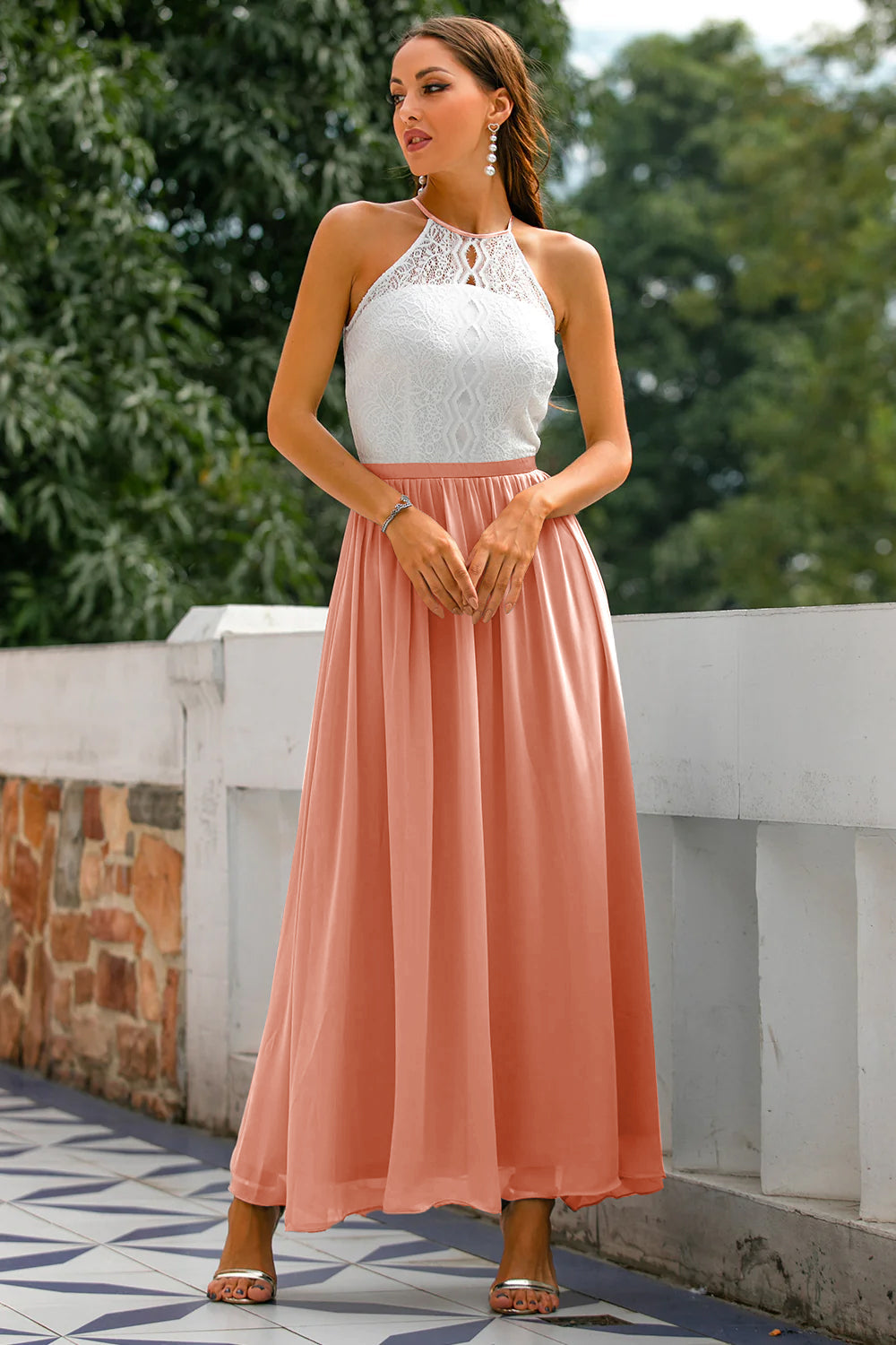 Pfau Offener Rücken Hochzeitsgast Kleid