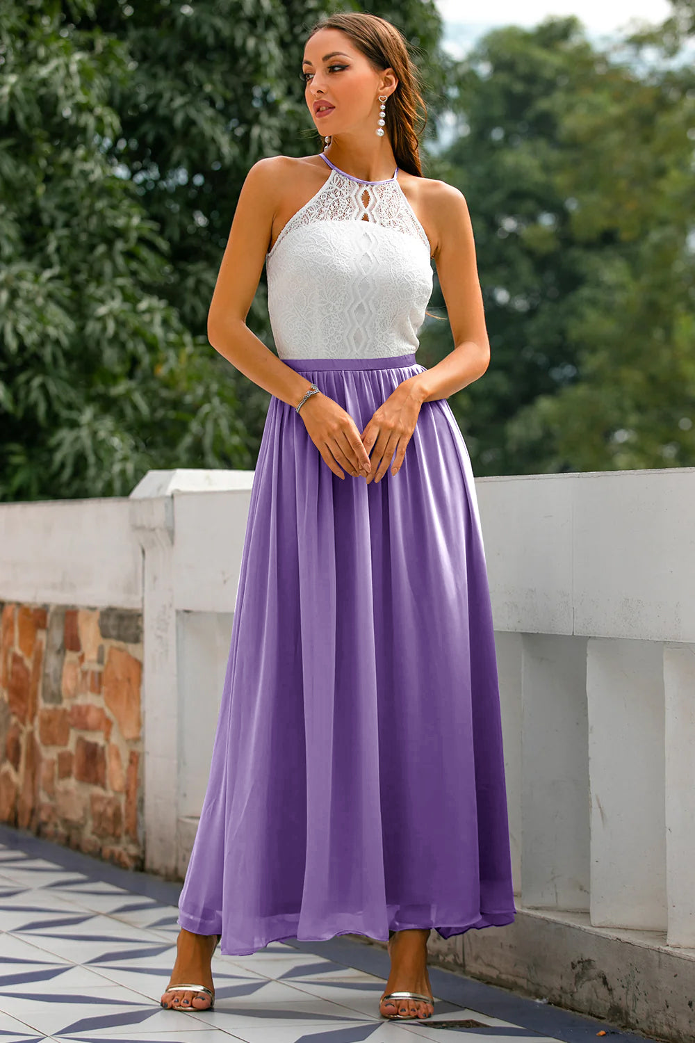 Pfau Offener Rücken Hochzeitsgast Kleid