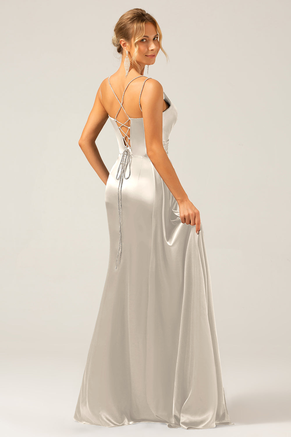 Schwarzes Meerjungfrauen Spaghettiträger Plissee Korsett Langes Ballkleid mit Schlitz