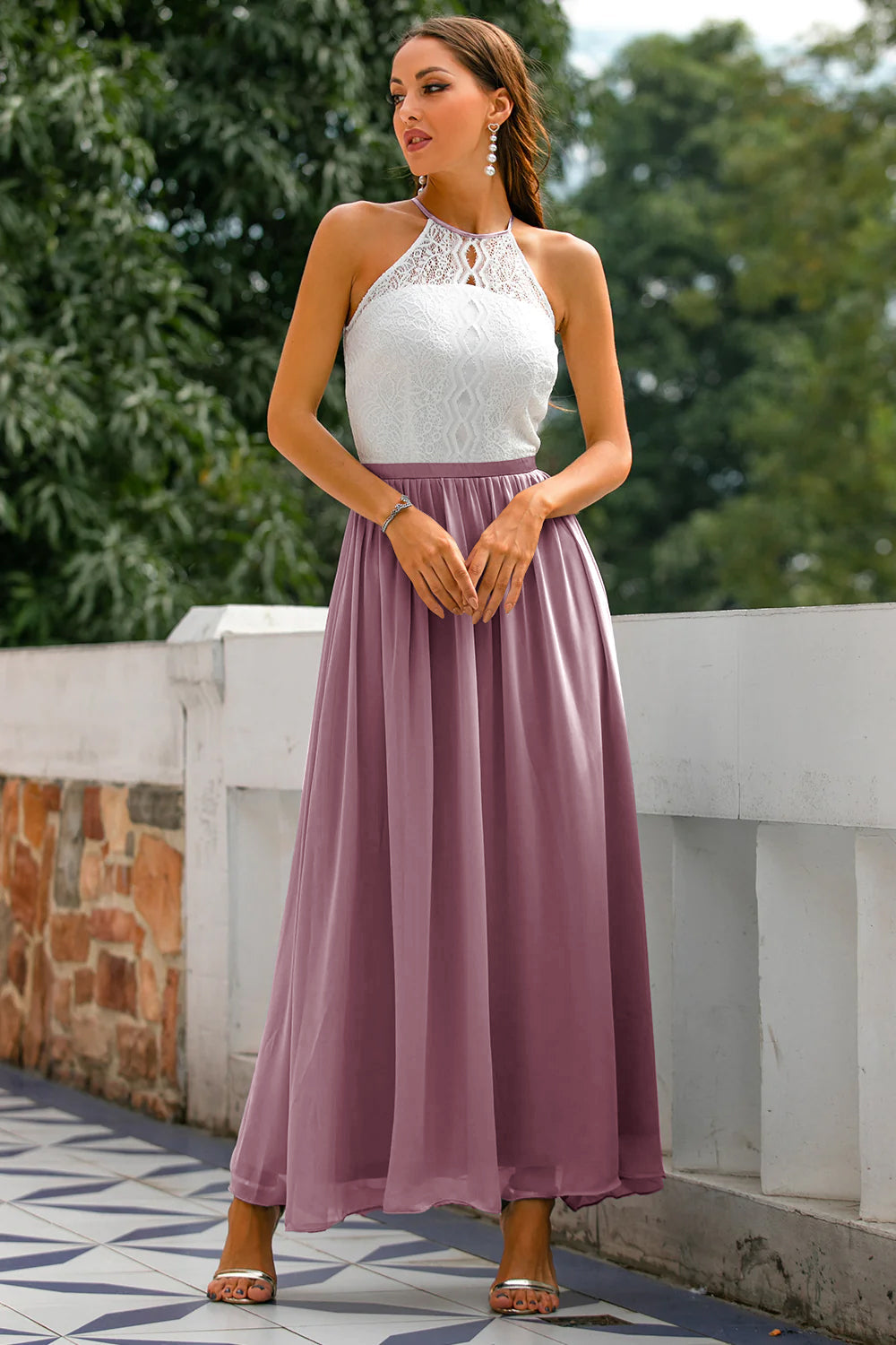Graues Offener Rücken Hochzeitsgast Kleid