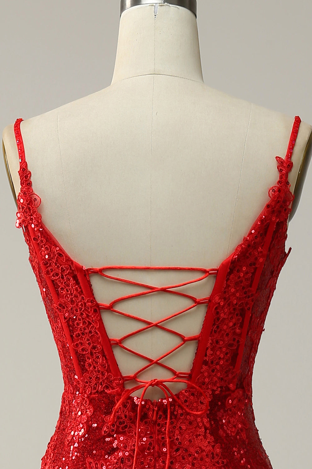 Etui Spaghettiträger Rotes langes Ballkleid mit Schlitz