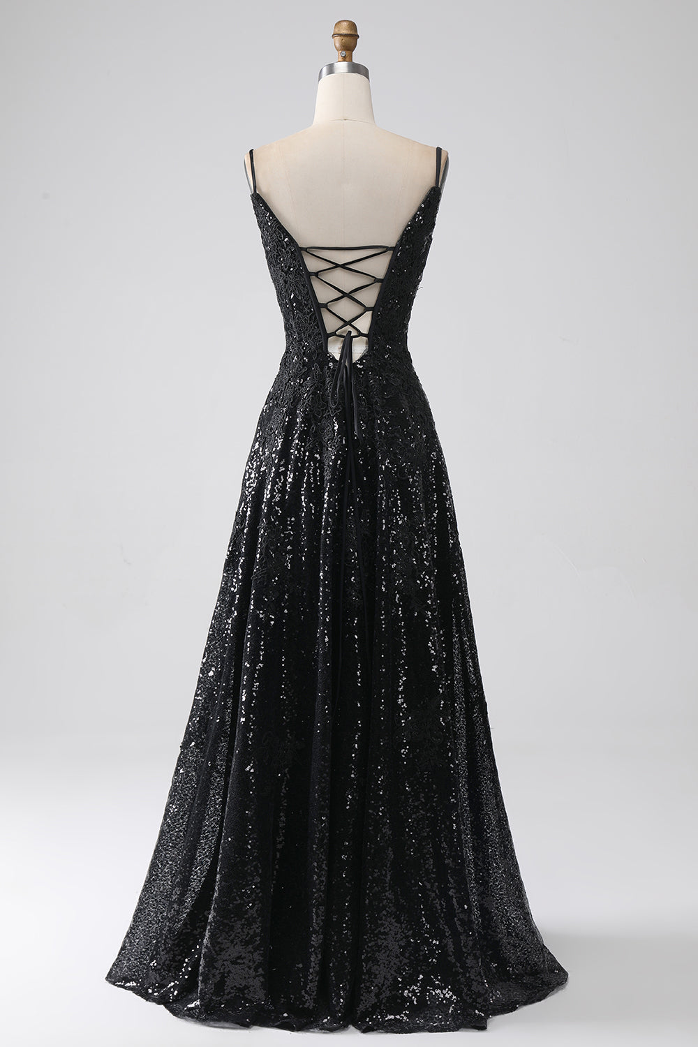 A-Linie Kalte Schulter Pailletten langes Ballkleid mit Schlitz