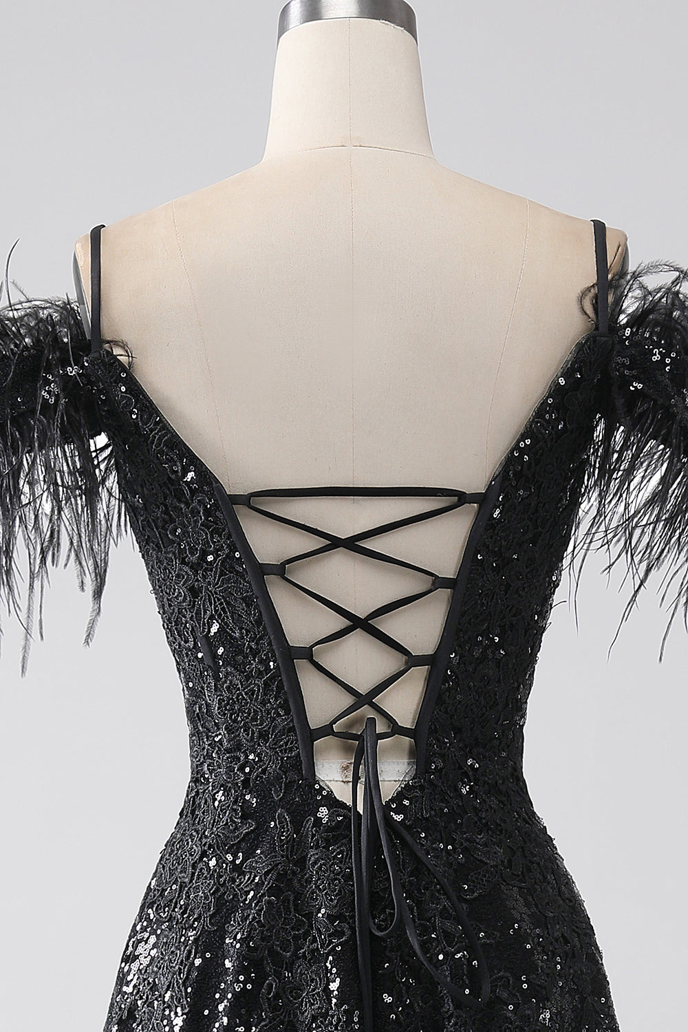 A-Linie Kalte Schulter Pailletten langes Ballkleid mit Schlitz