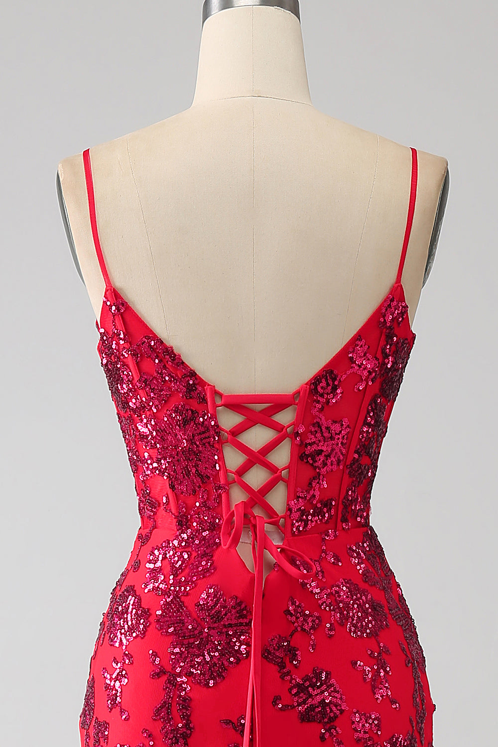 Meerjungfrau Dunkelrotes Pailletten Ballkleid mit Schlitz