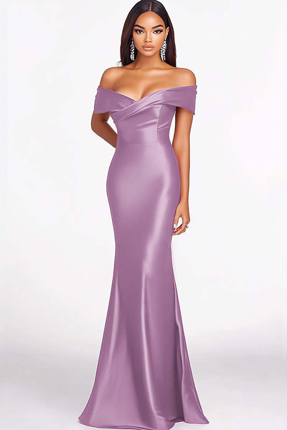 Rote Meerjungfrau schulterfreies Satin Abendkleid