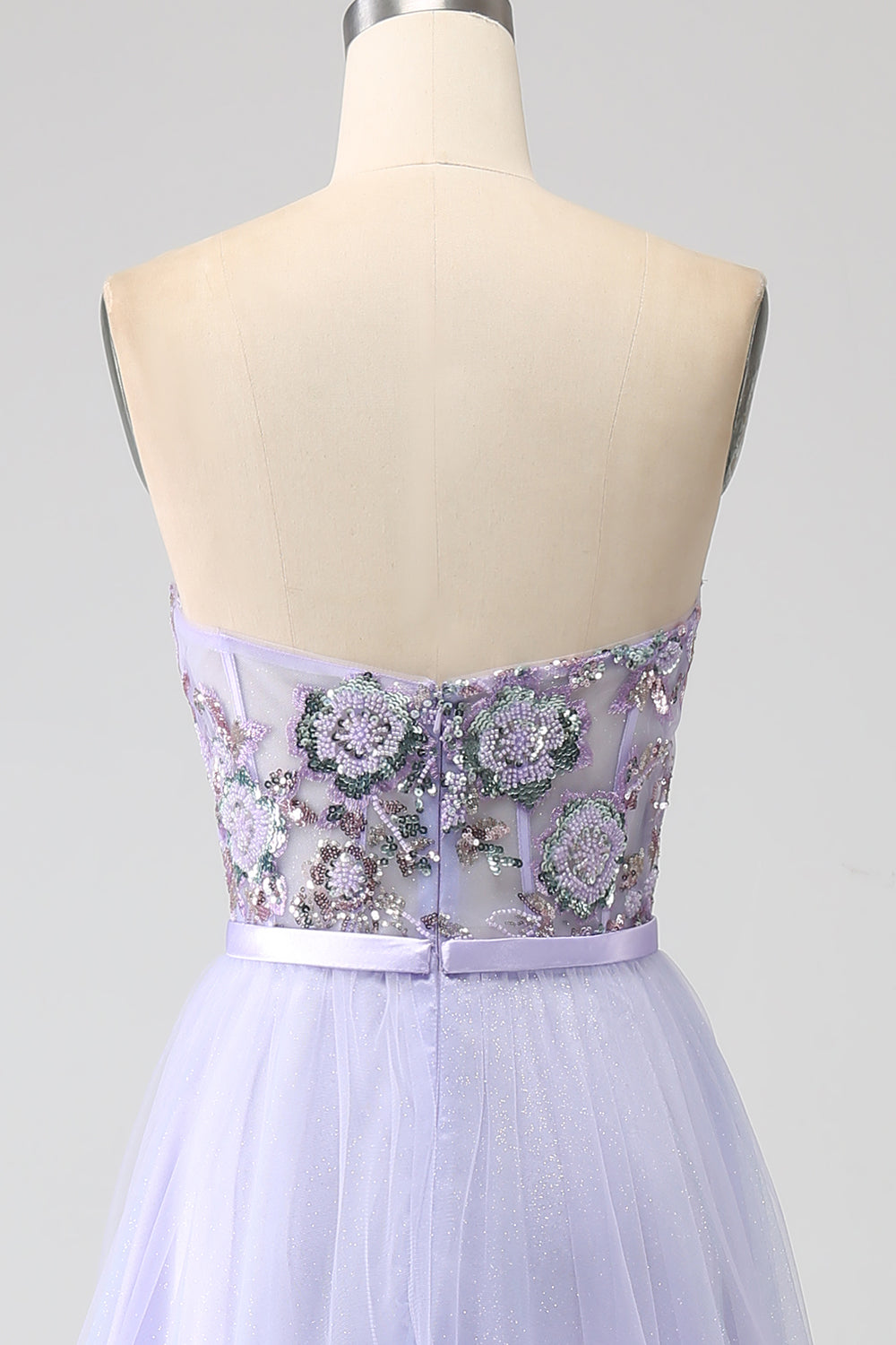 Lavendel A Linie Tüll Korsett Ballkleid mit Schlitz