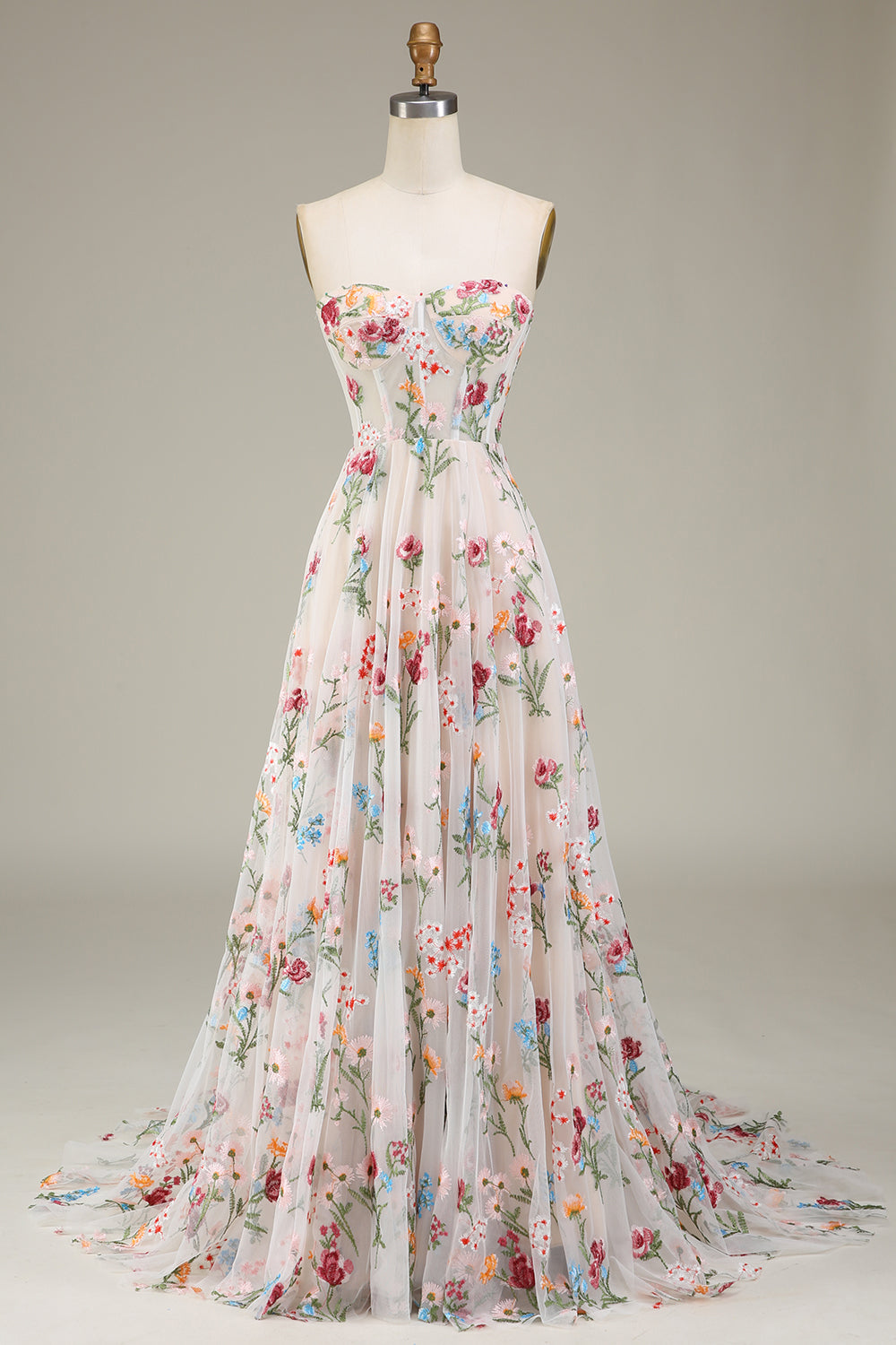 A-Linie Herzausschnitt Langes Korsett Ballkleid mit Blume