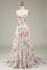 A-Linie Herzausschnitt Langes Korsett Ballkleid mit Blume